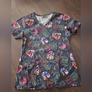 Star Wars Scrub Top Size Xs EUC!! Multicolored